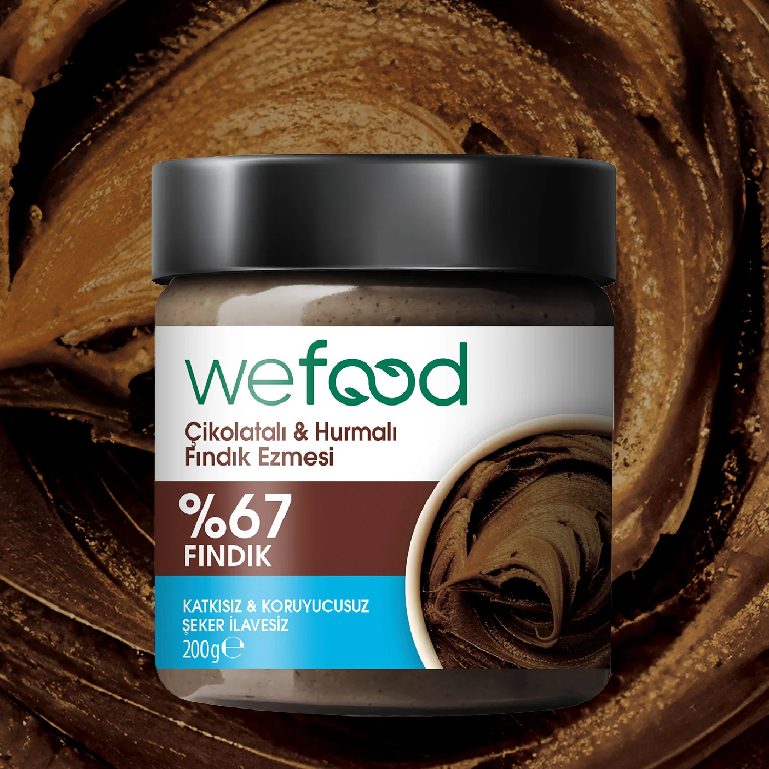 Wefood Çikolatalı Hurmalı Fındık Ezmesi (Şekersiz, Katkısız) 200 gr